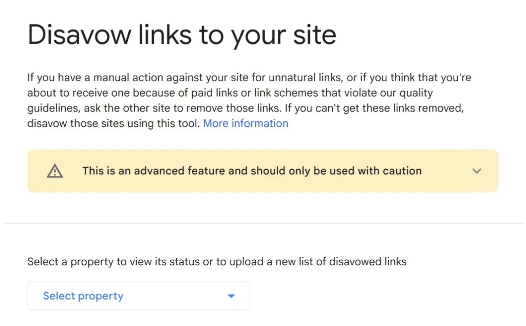 disavow page where you can upload the txt disavow files