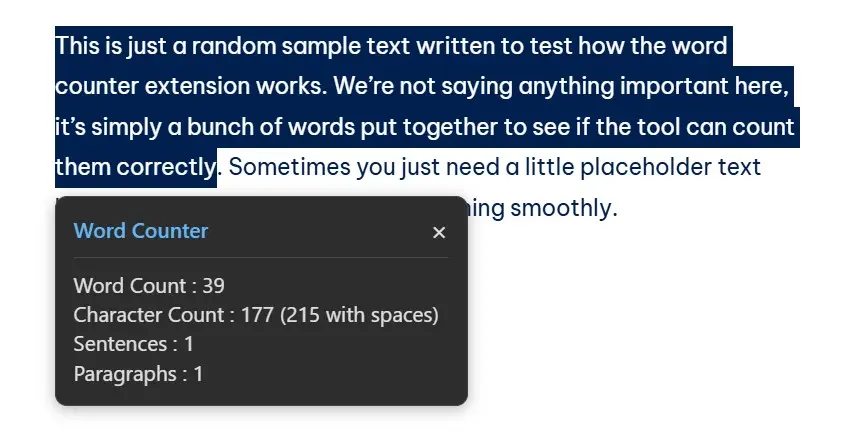 Word Counter extension example